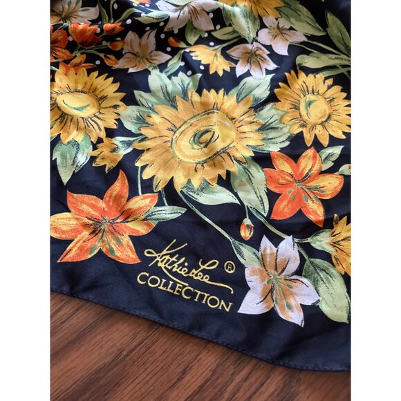 Kathy Lee Collection black white polka dots with flowers scarf - Picture 2 of 5